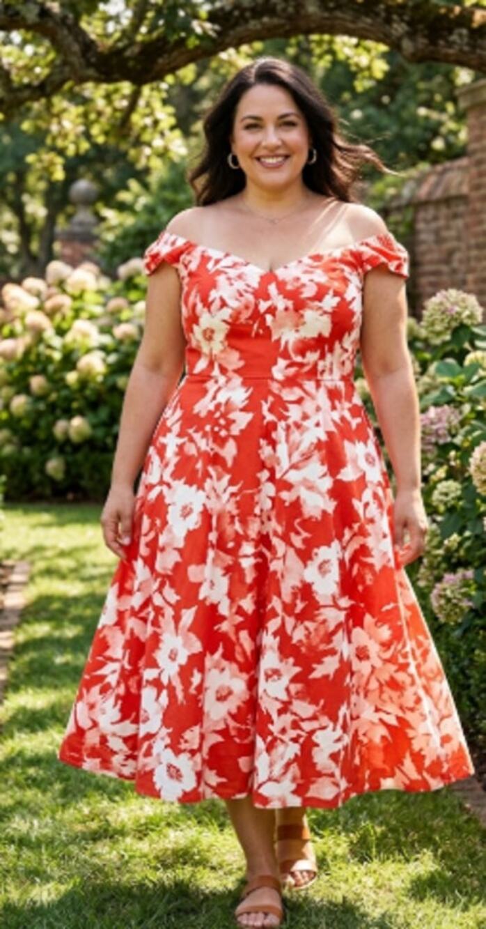 The J. Peterman Company Floral Red & White Summer Dress Size 22 EUC